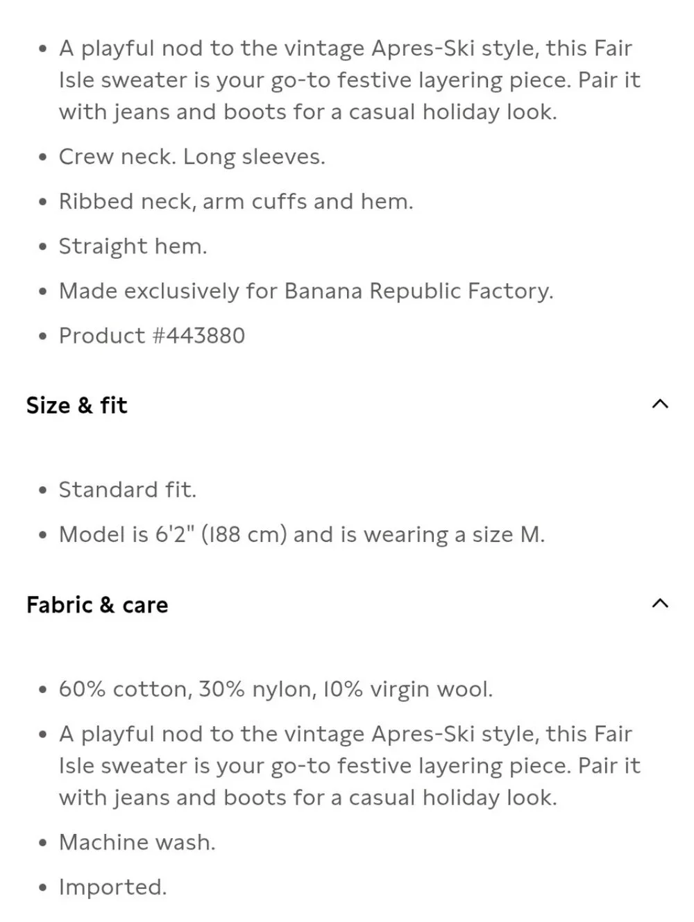 Banana Republic Black and Gray Fair Isle Crewneck Sweater - Picture 5 of 6